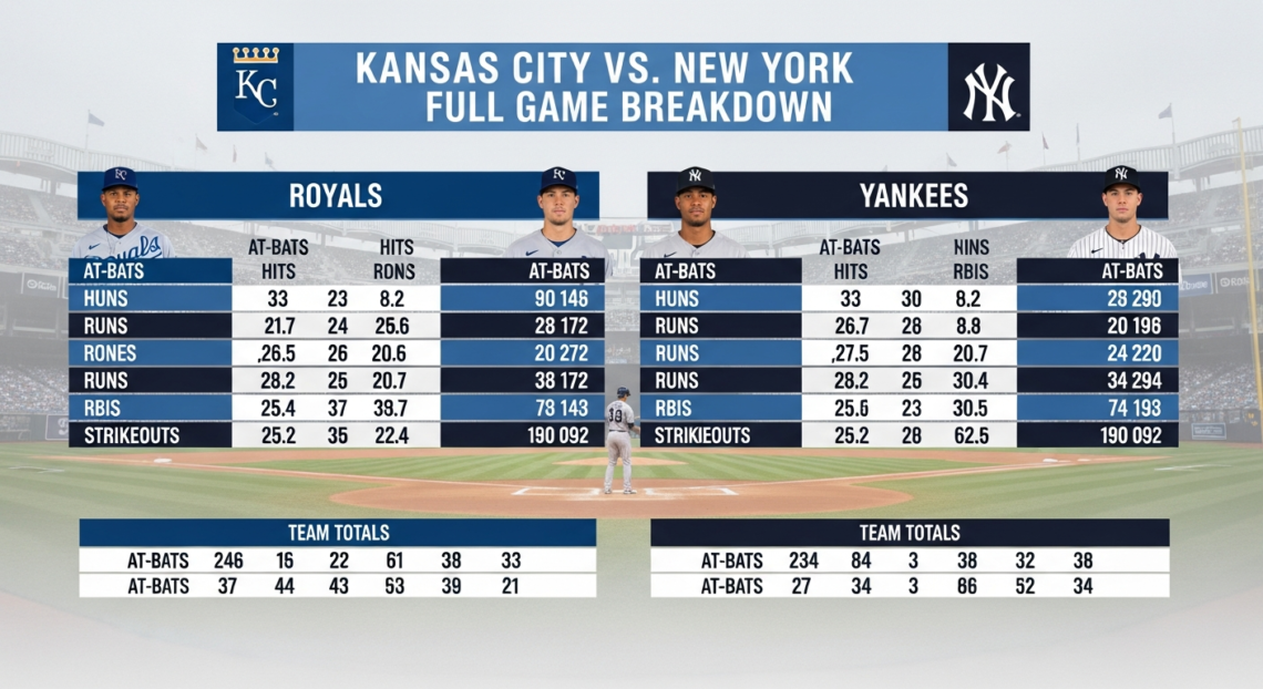 Kansas City Royals vs New York Yankees Match Player Stats